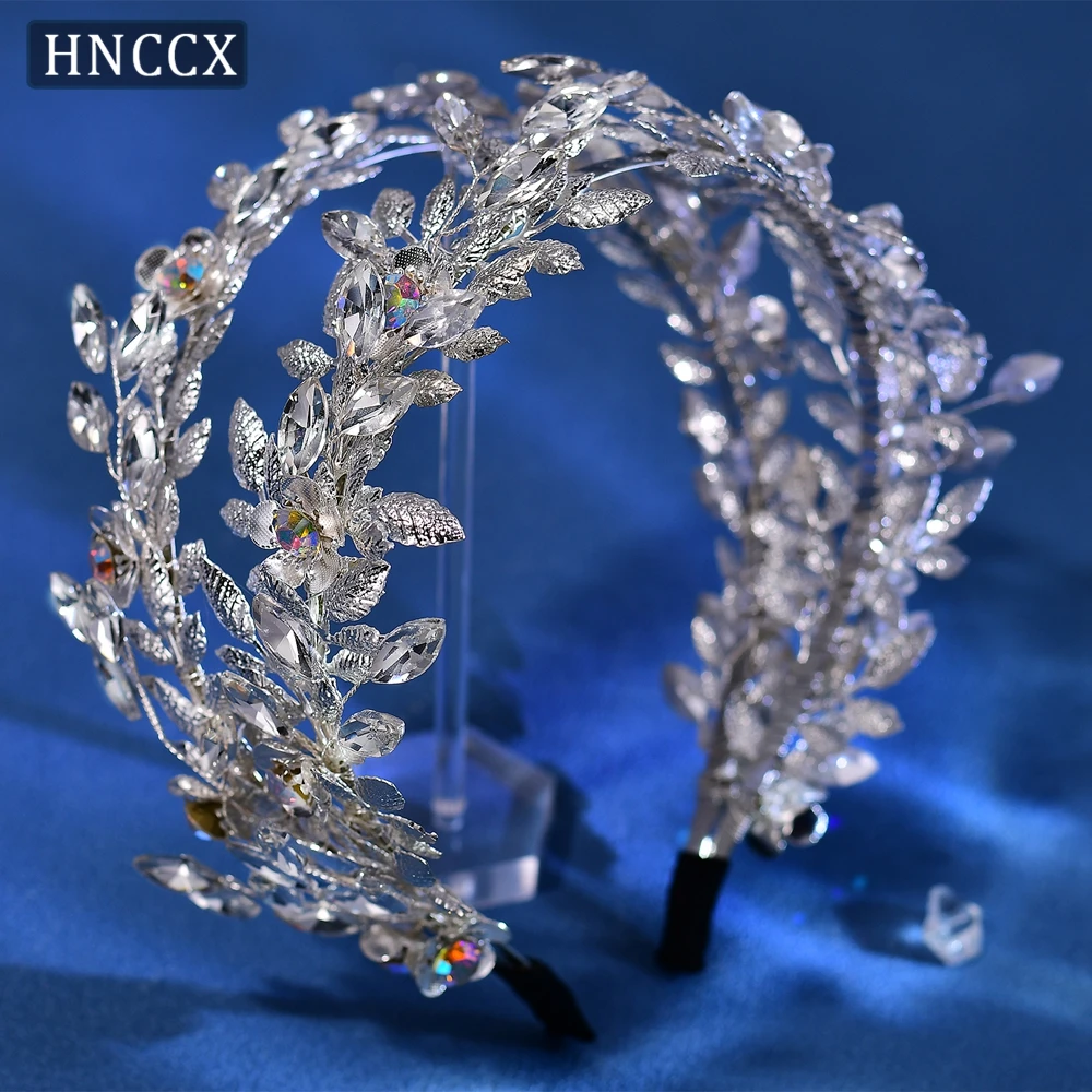 Hnccx-女性用ダブルレイヤーメタルヘアフープ,ブライダルヘッドバンド,花嫁のヘアアクセサリー,カラフルなラインストーンヘッドドレス,パーティー,cp664