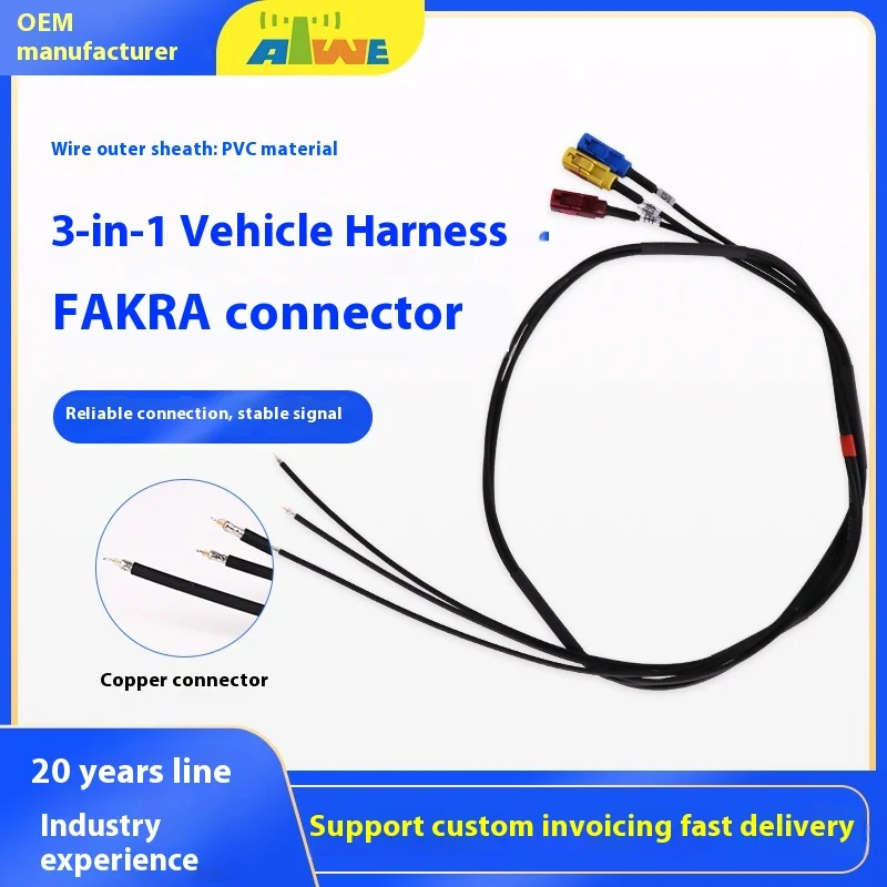 50 PCS Three-in-One 4G Antenna RG174 Fiber Optic Cable Extension Adapter Harness For Car GPS Radio Communication Cables