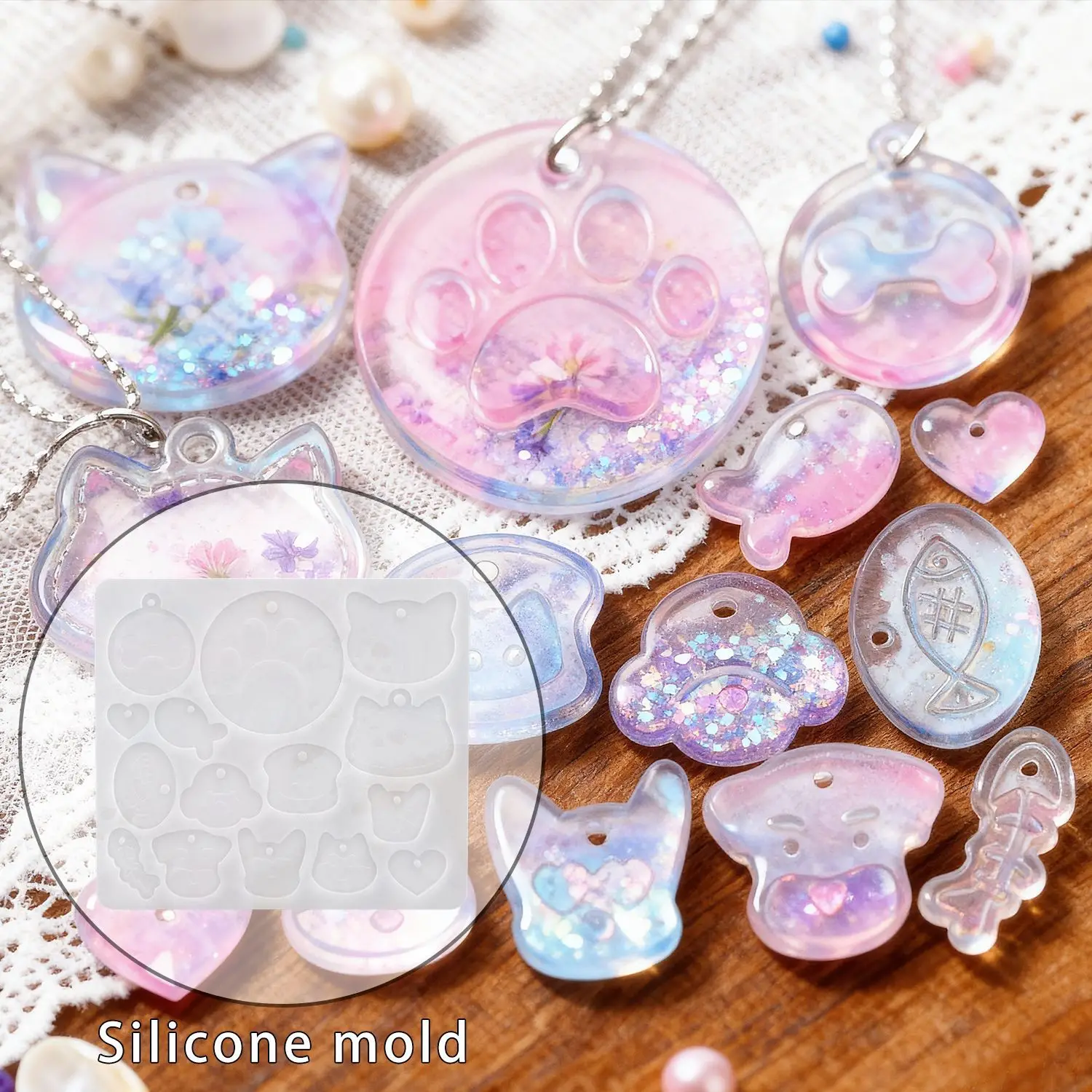 DIY pet tag pendant resin mold pendant decoration plaster silicone mold home decoration holiday gift making