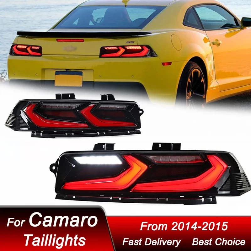 

Поп-автомобильные светодиодные задние фонари для Chevrolet Camaro C8 2014-2015 в новом стиле, полностью светодиодный динамический указатель поворота, задний фонарь в сборе