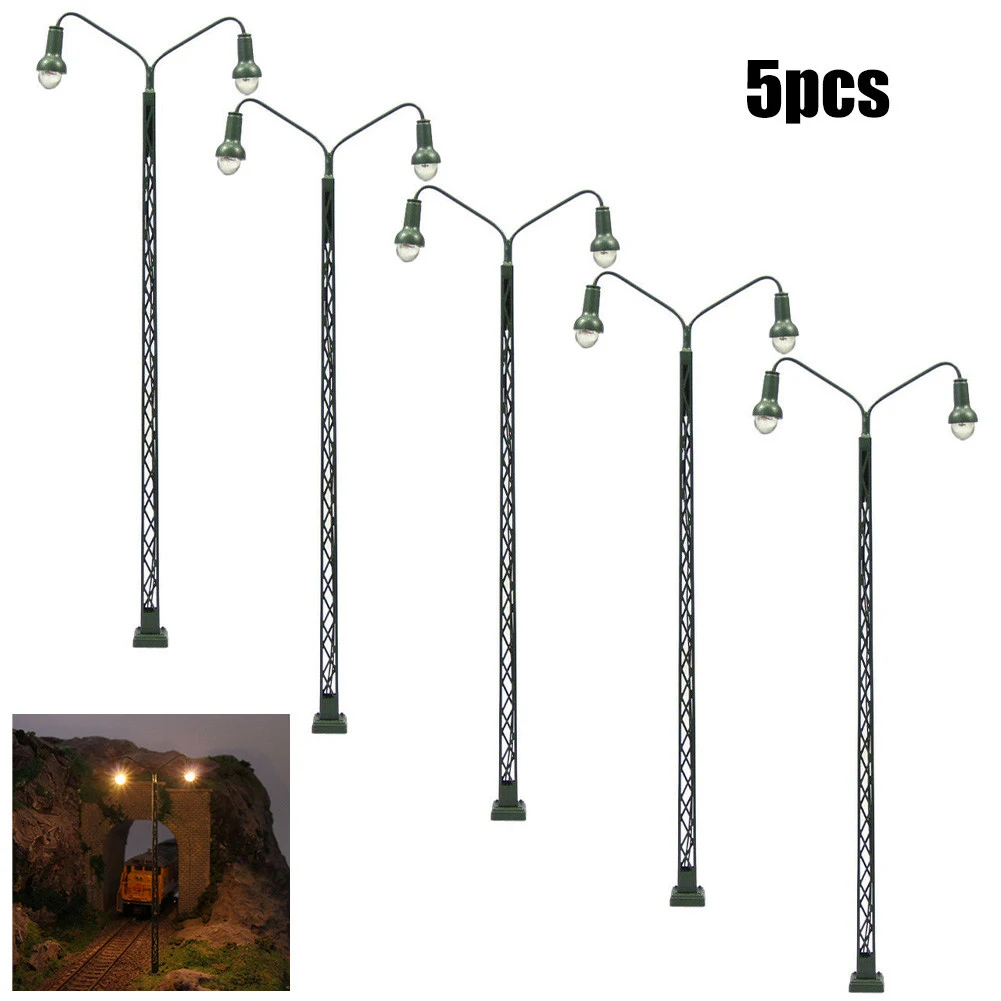 5Pcs H0 1:87 Model Railway Lights Lattice Mast Light Gauge Light Train Landscape Layout Model Sand Table Decor DIY Accessories