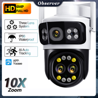 Outdoor 10X Zoom WIFI Security Camera 3 Lens 3 Screens IR Night Vision CCTV Motion Detection 6MP Auto Tracking Wireless IP Cam