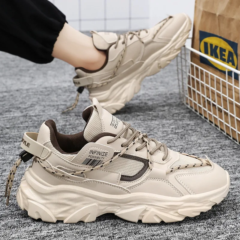 Fashion Men's Sneakers Breathable Casual Shoes Men Platform Shoes Lace-up Soft Soled Running Shoes Mesh Walking Shoe Zapatillas