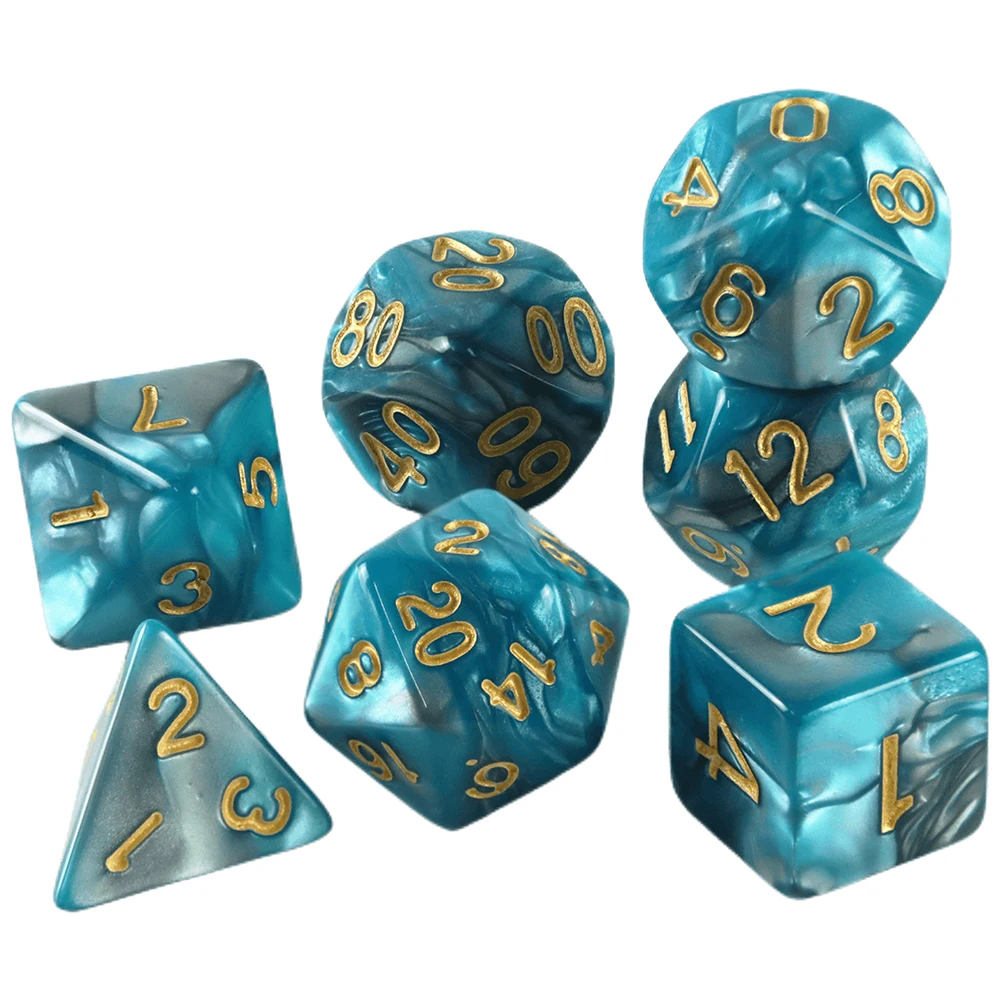 DND Dice Set 7pcs Mixing Color Polyhedral Dice for DND TRPG Board Game Accessories Tabletop Game Dice D4 D6 D10 D00 D12 D20