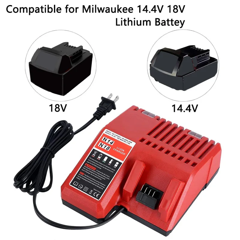 Replacement Charger for Milwaukee 14.4V 18V Lithium-ion Battery Fast Charger for Milwaukee