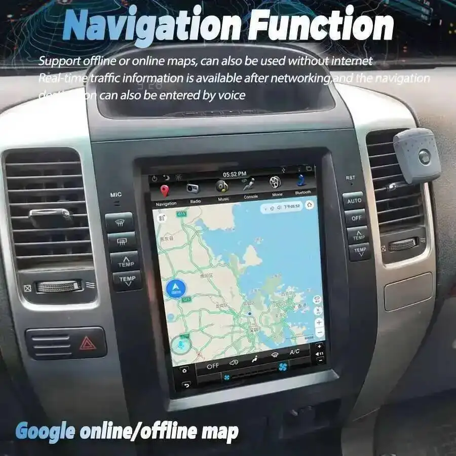 Navirider راديو سيارة بلوتوث لراديو لكزس GX470 لتويوتا لاند كروزر 120 برادو 2002-2009 ستيريو 10.4 بوصة شاشة عمودية