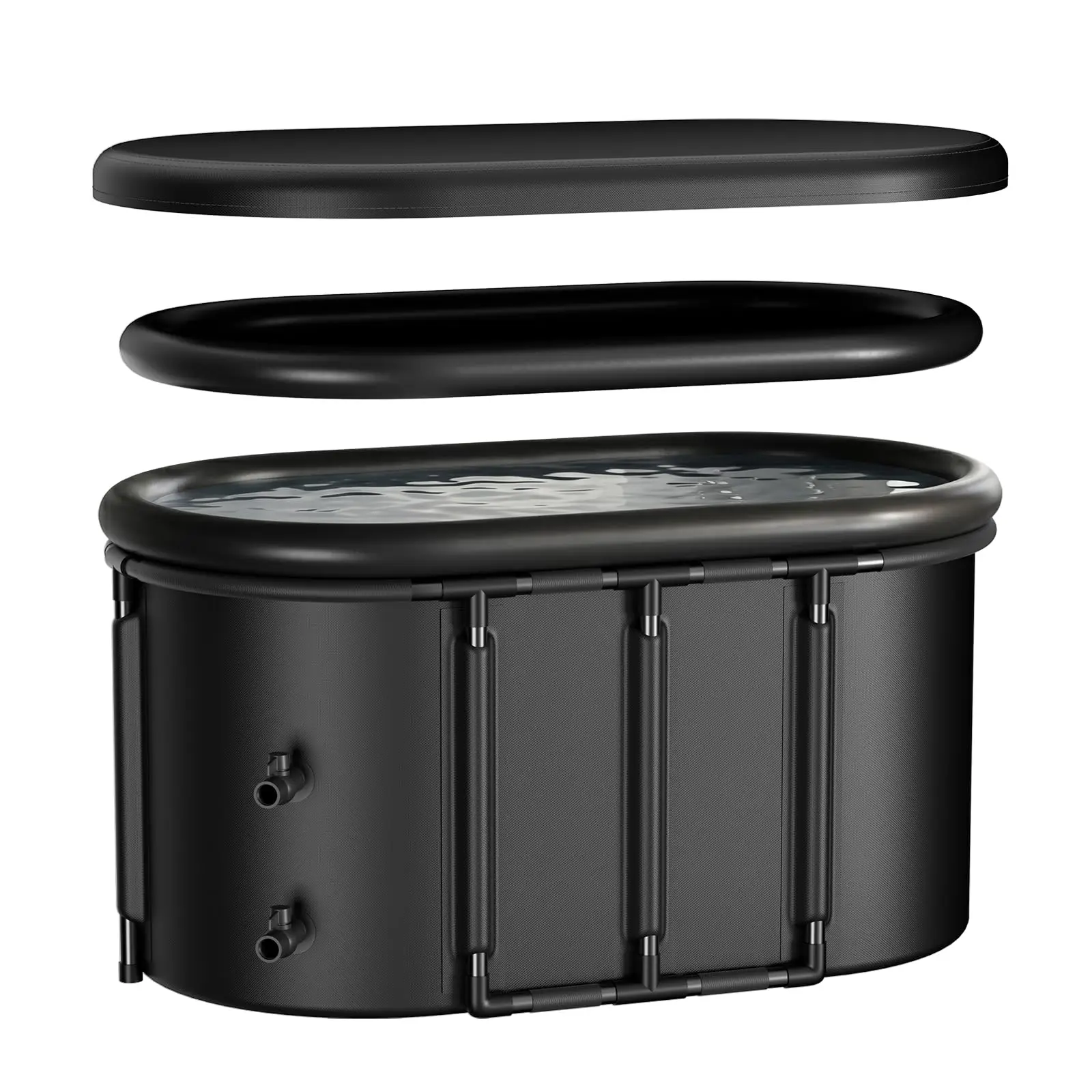 XXL 148 Gal Ice Bath Tub for Cold Plunge – Inflatable Ice Pod with Insulated Lid, Dual Valves, Chiller Compatible Cold