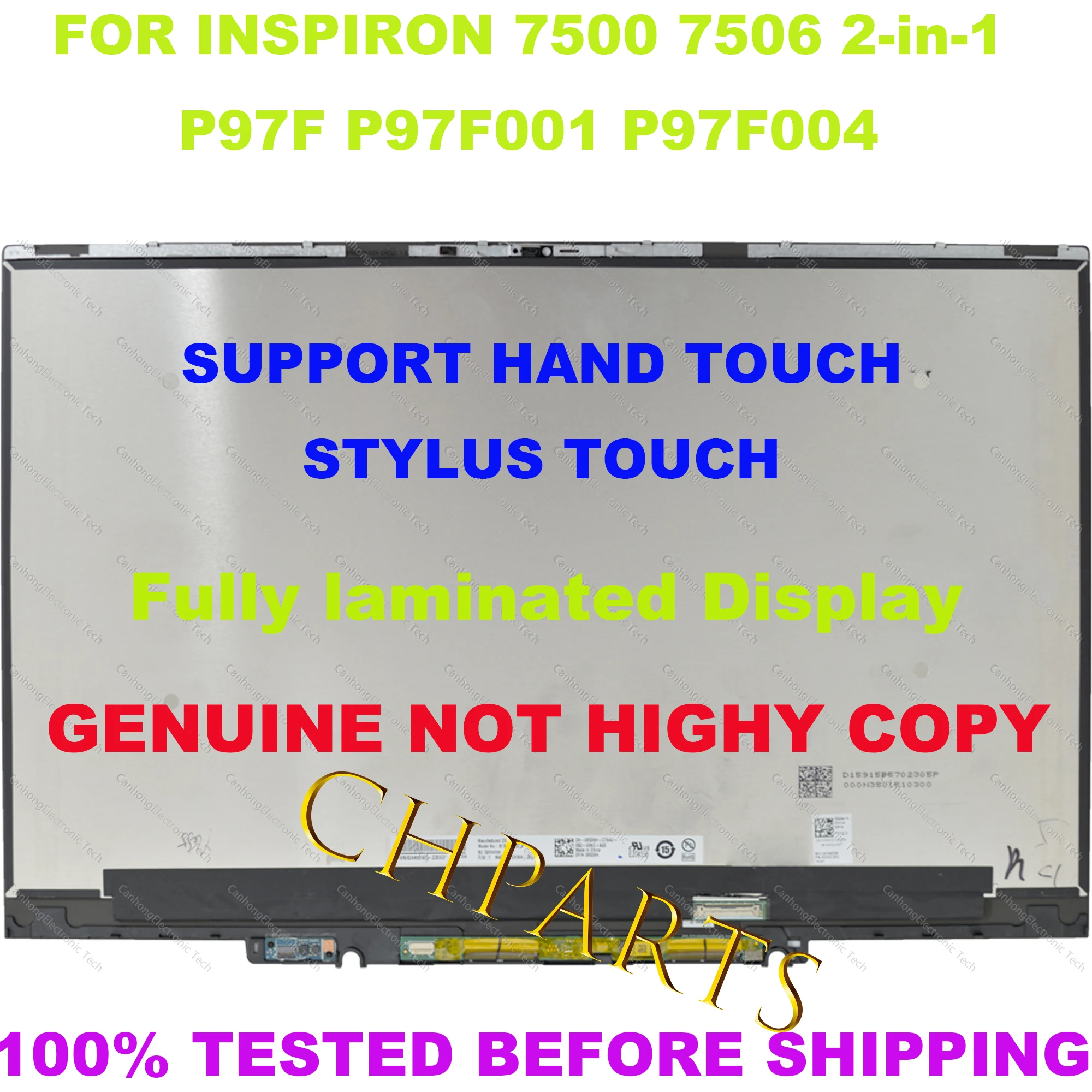 

15.6“ Laptop Replacement Display For Dell Inspiron 7500 7506 2-in-1 P97F P97F001 P97F004 LCD Touch Screen Assembly 8536H X03GC