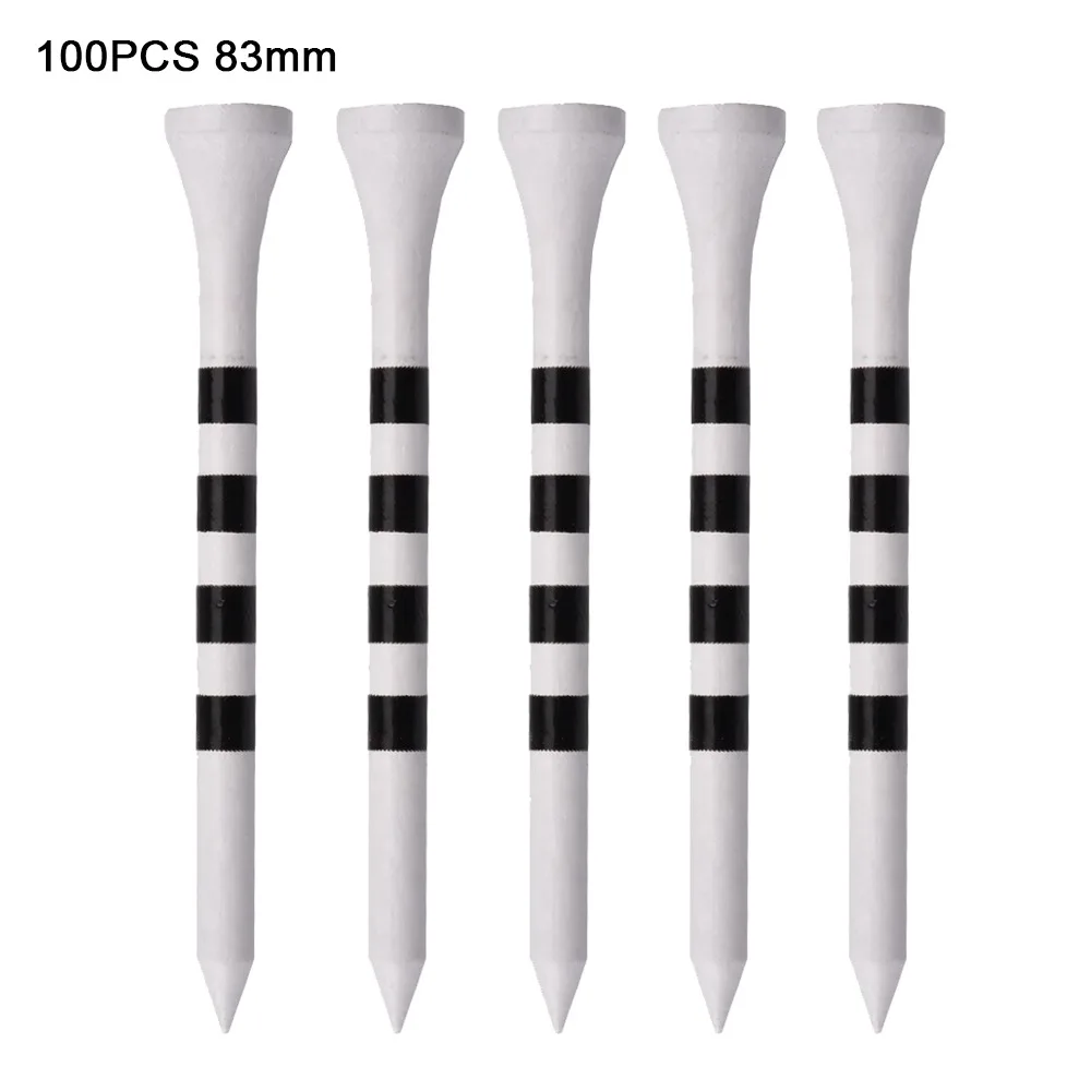 

100 шт. бамбуковые футболки для гольфа с низким трением и меньшим сопротивлением, тренировочные игровые футболки 70 мм/83 мм, длинные прочные полосатые футболки для гольфа, тренировочные футболки для гольфа