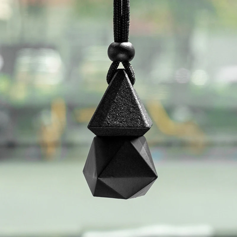 1Pcs Triangle Cover Dyed Cover Matte Black Empty Bottle Car Essential Oil Diffuser Fragrance Freshener Perfume Bottle Ornament