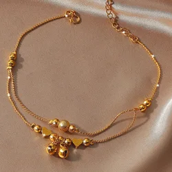 Gold-plated Bell Love Double Thread Anklet Women Fashion Accessories Holiday Party