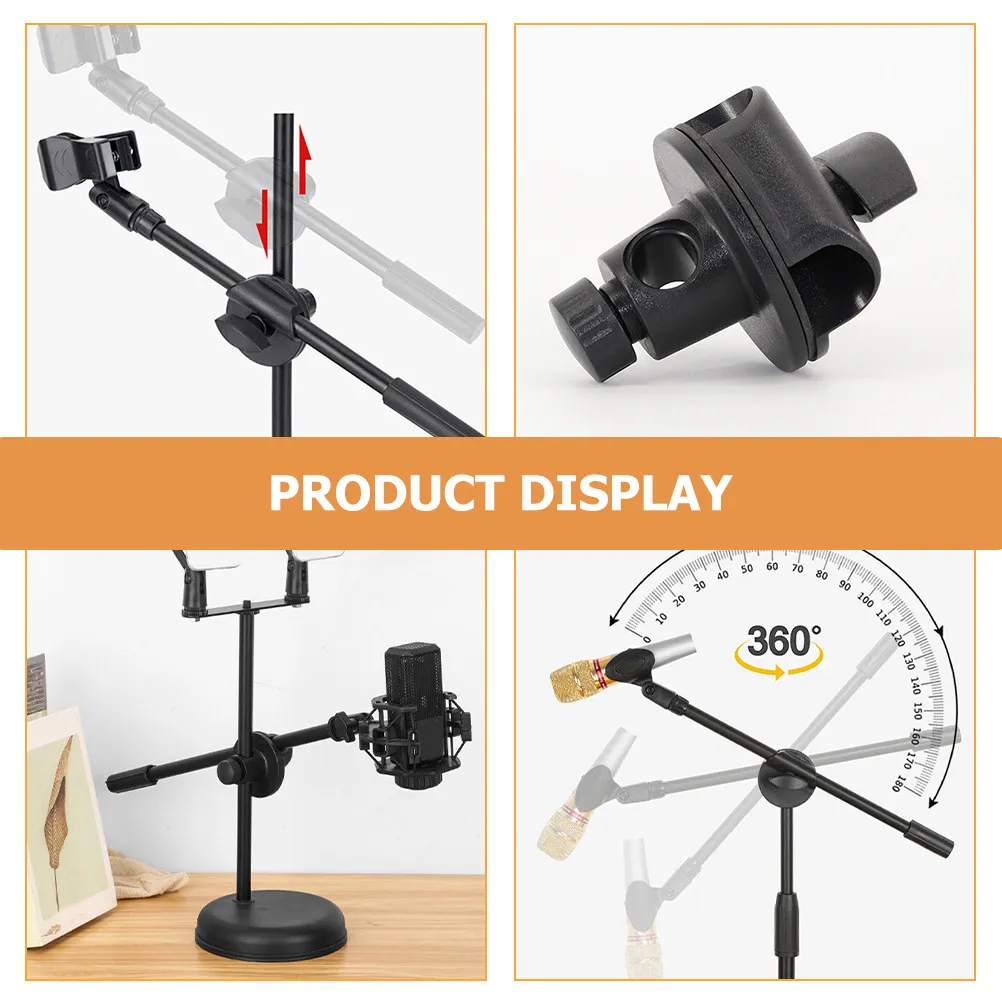 2Pcs Adjustable Microphone Crossbar Clips Made of Premium ABS Iron Compact Design Easy Installation for Mic Stand Tripod Desktop
