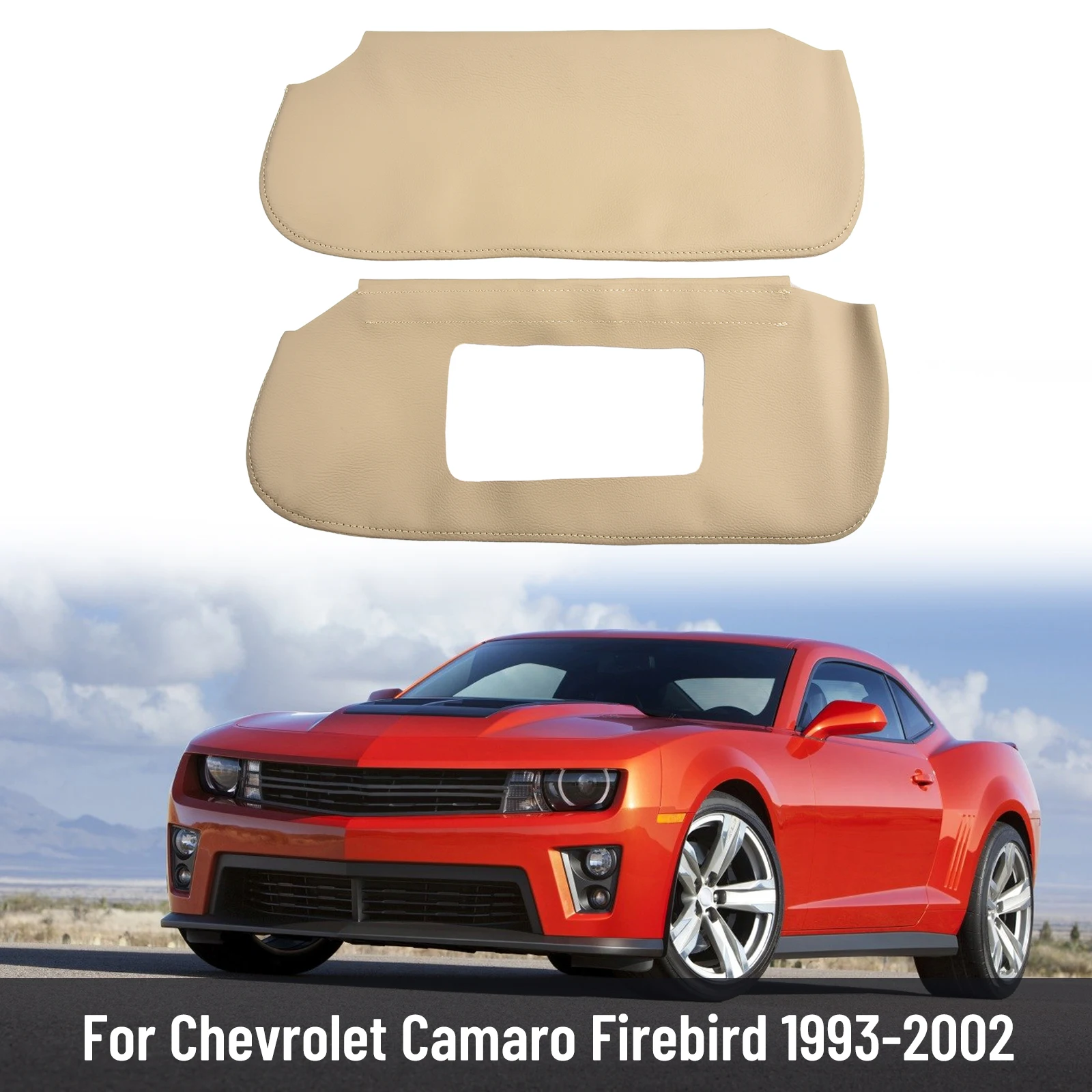 Cover Skin Sun Visor 2pcs Beige Interior Accessories Microfiber Leather For Chevy For Camaro High Quality Cover