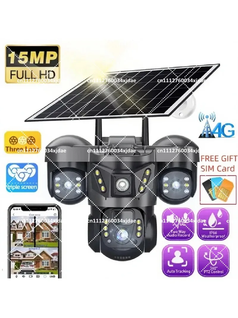 Solar Security Camera 360 View Wireless Outdoor Battery Powered HD Night Vision Phone Remote Access