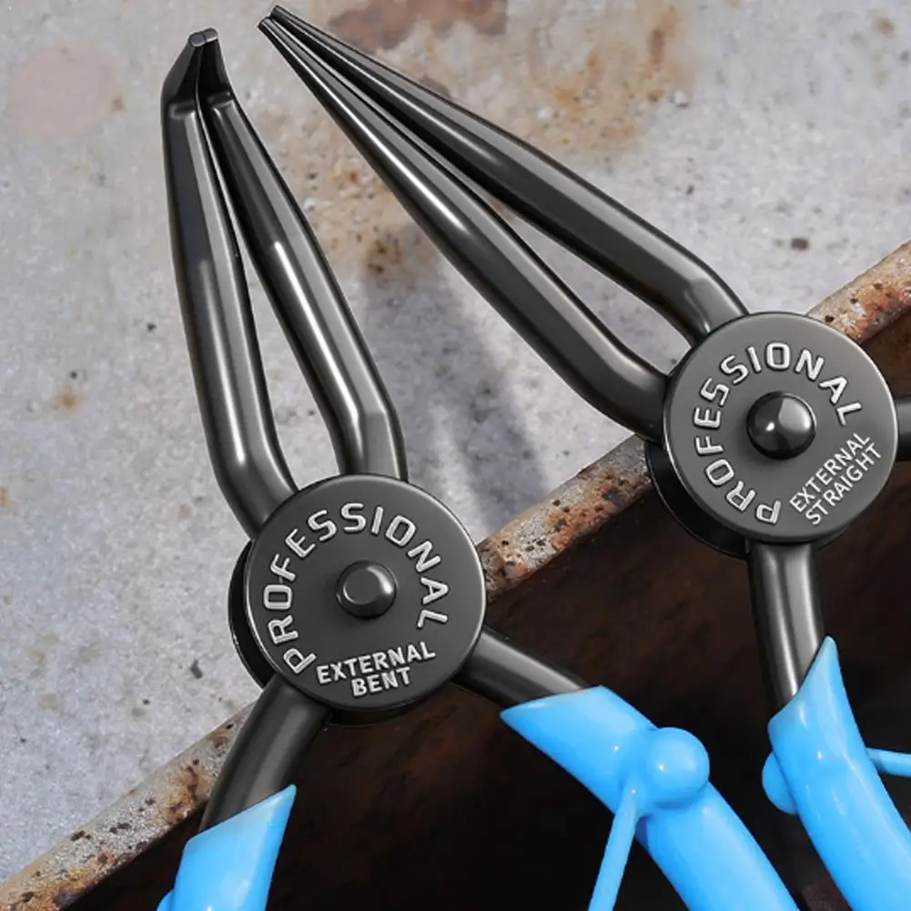 Snap Pliers 7-Inch Heavy Duty Internal/External Circlip Pliers With Straight & Bent Jaw Tips Spring-Loaded Special Grade
