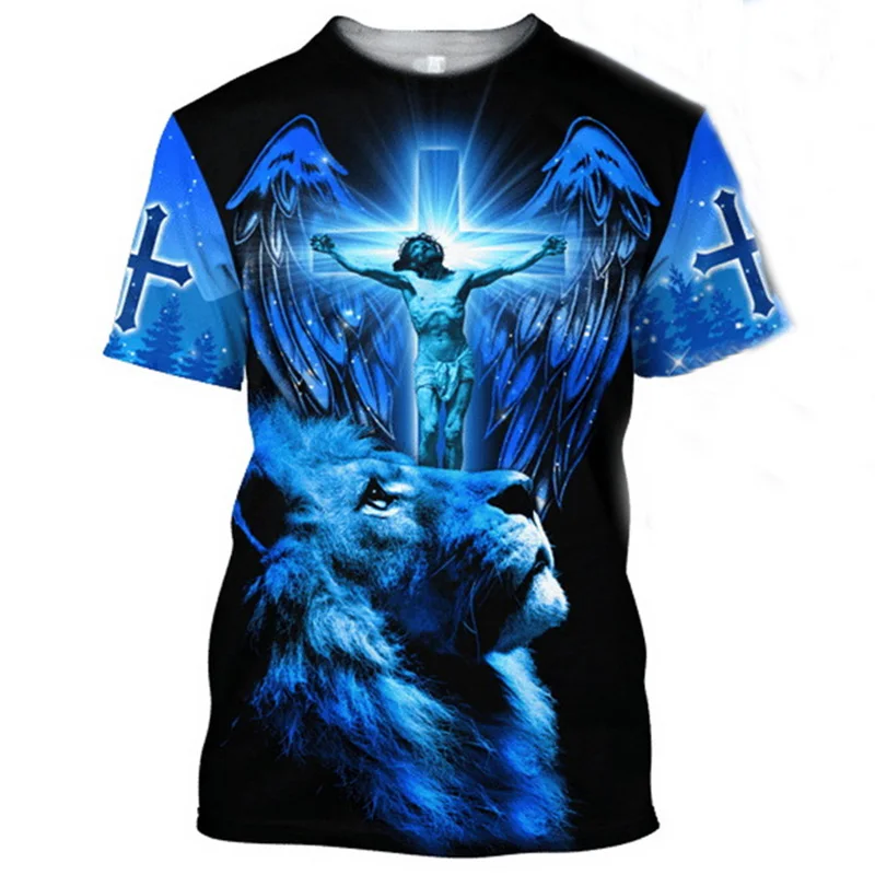 Jesus Christ Men\'s T-Shirts 3D Printed T Shirt For Men O Neck Cotton Oversized Clothes Male Harajuku Vintage Short Sleeve Tops