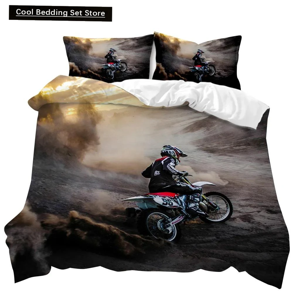 

Motorcycle Duvet Cover Set Racing Motorcycle Duvet Cover Motorbike Vehicles Extreme Sport Soft Polyester Quilt Cover Queen Size