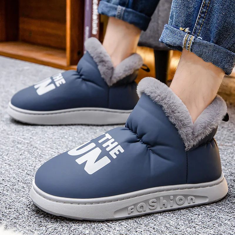 

Men's Snow Couple Boots New Winter Plush Warm Shoe Men Outdoor Non-slip Platform Soft Unisex Slip on Wear-resistant Tenis Hombre