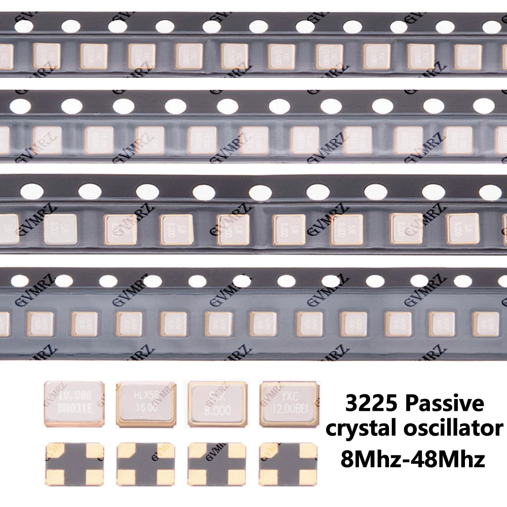 10PCS 8Mhz 16Mhz 20Mhz 24Mhz 25Mhz 32Mhz 40Mhz 48Mhz SMD 4P 3225 Passive crystal oscillator 26Mhz 27Mhz