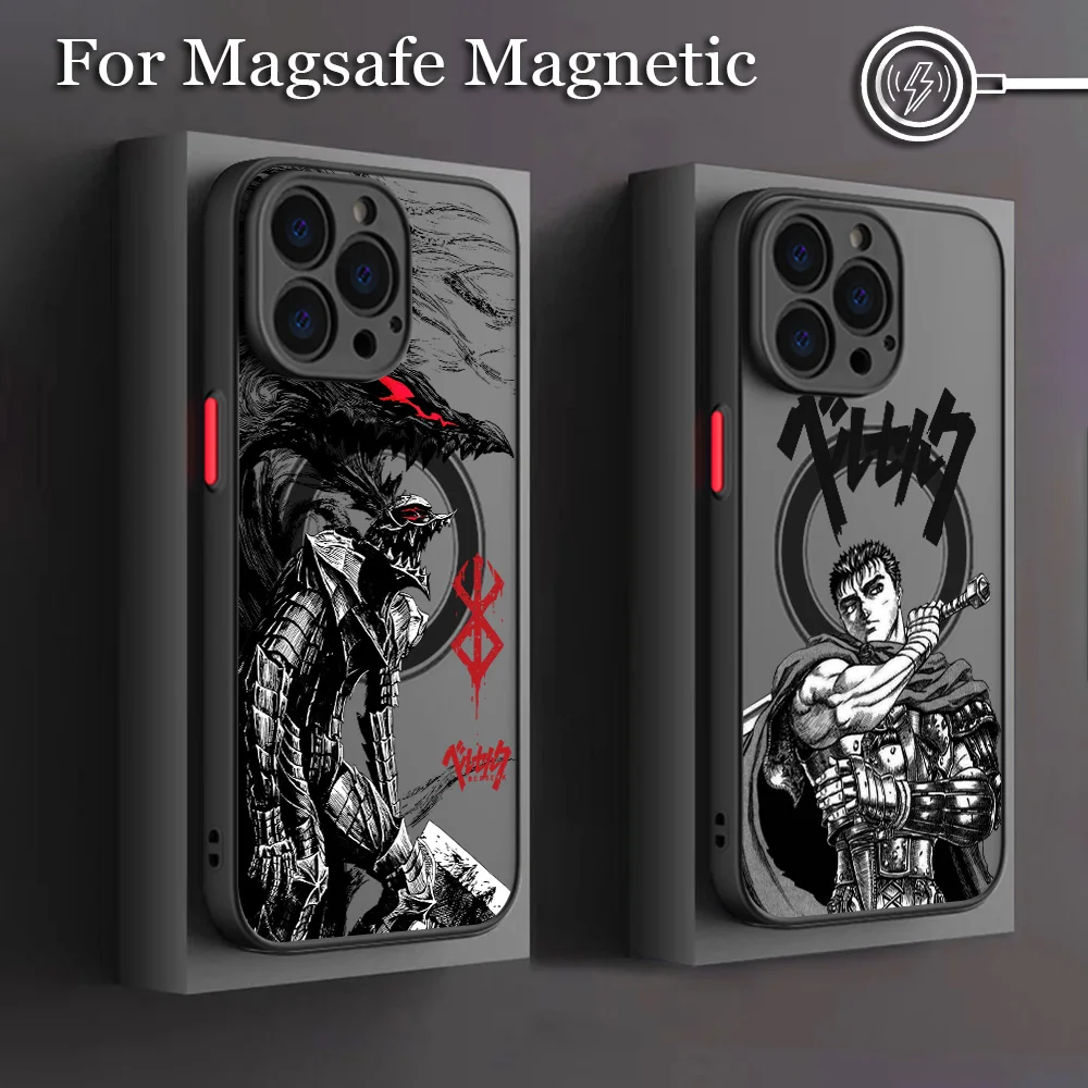 Heißer Anime B-BerserkS Cooler Handyhülle für iPhone 17 16 15 14 13 12 11 Pro Max Mini XR XS X 7 8 Plus Matt Magnetische Rückseite