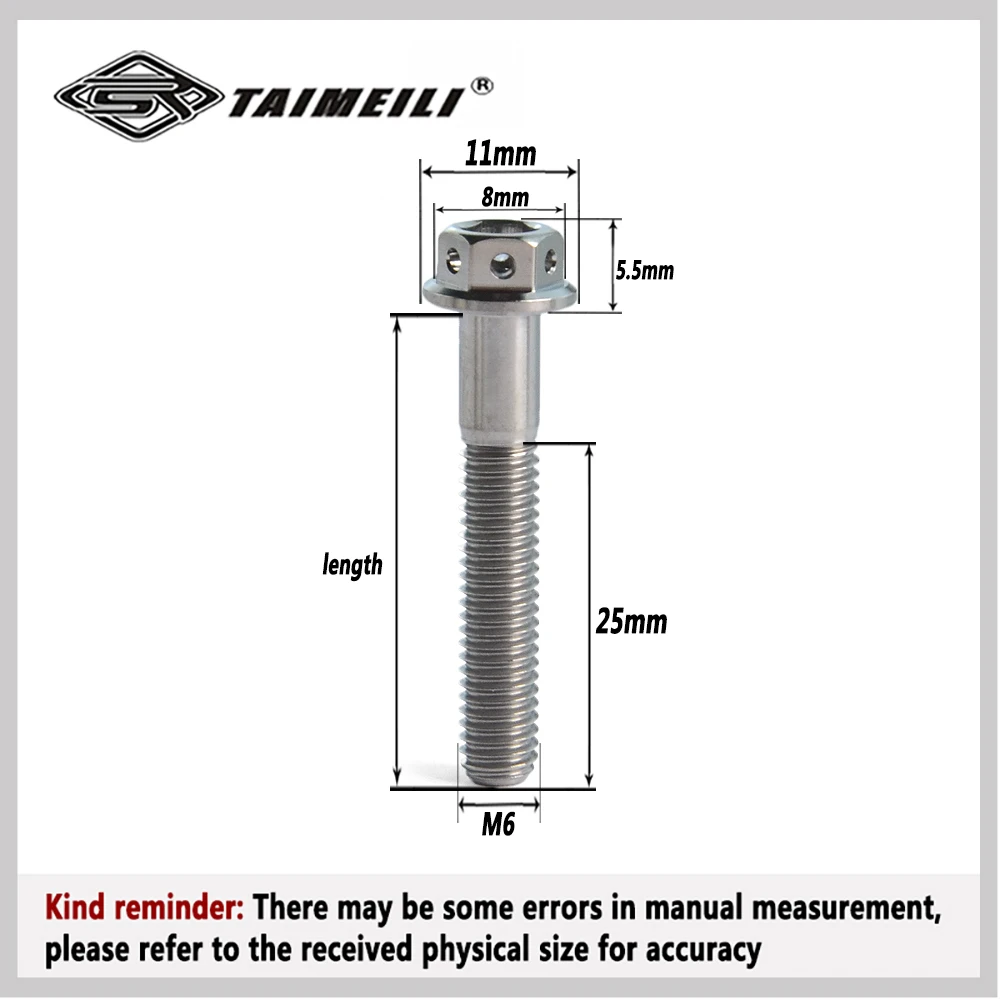 TAIMAILI titanium alloy flange screw inner and outer hexagonal silver M6x/10/15/20/25/30/35/45/50/60mm motorcycle repair screw
