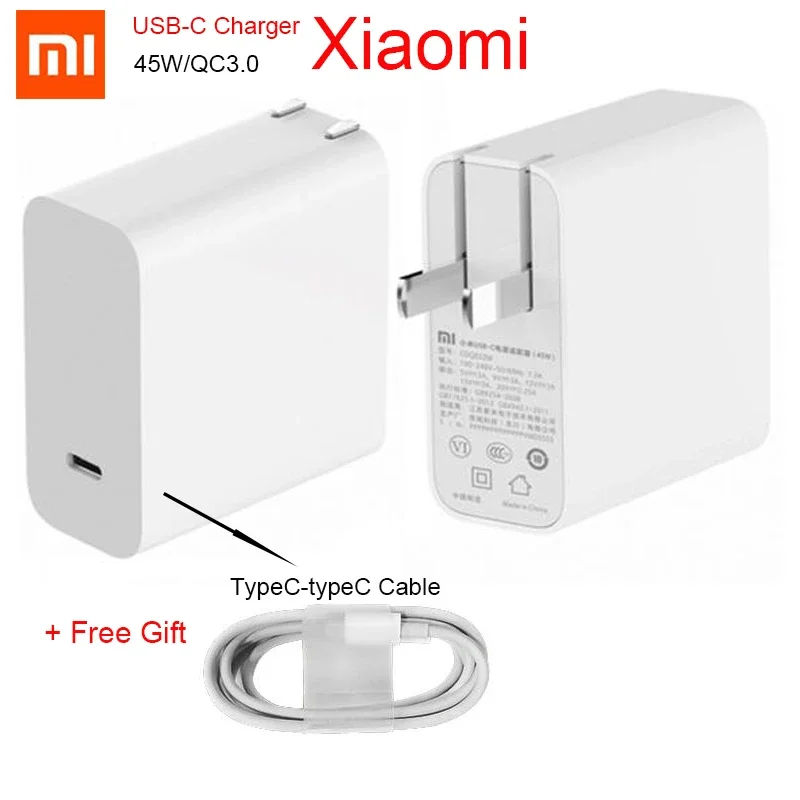 Original Xiaomi 45W charger Mi USB-C Output Rate Socket Power adapter Type-C Port USB PD 2.0 Quick Charge QC 3.0 Type C