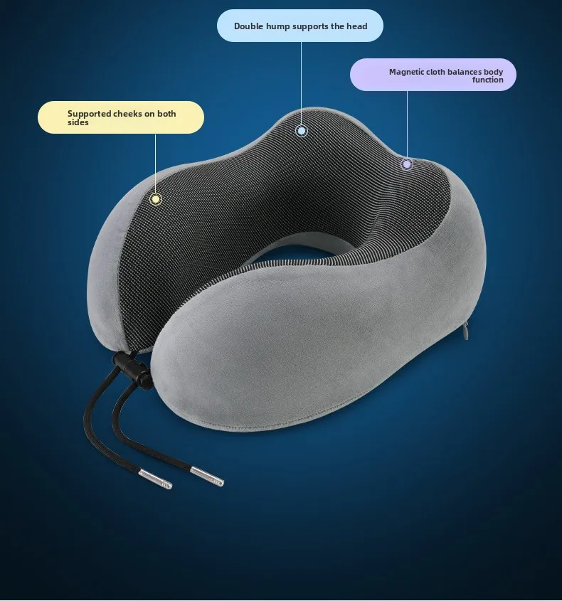 U-förmiges Reise-Nackenkissen aus Memory-Schaum, Nackenstütze, Massage, Flugzeug-Schlafkissen, ergonomische Kopfstütze – Detail 4