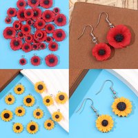 3/7/14pcs Multi-color Resin Flower Shaped Pendant, Used for DIY Accessories, Christmas, Thanksgiving Halloween  Accessories