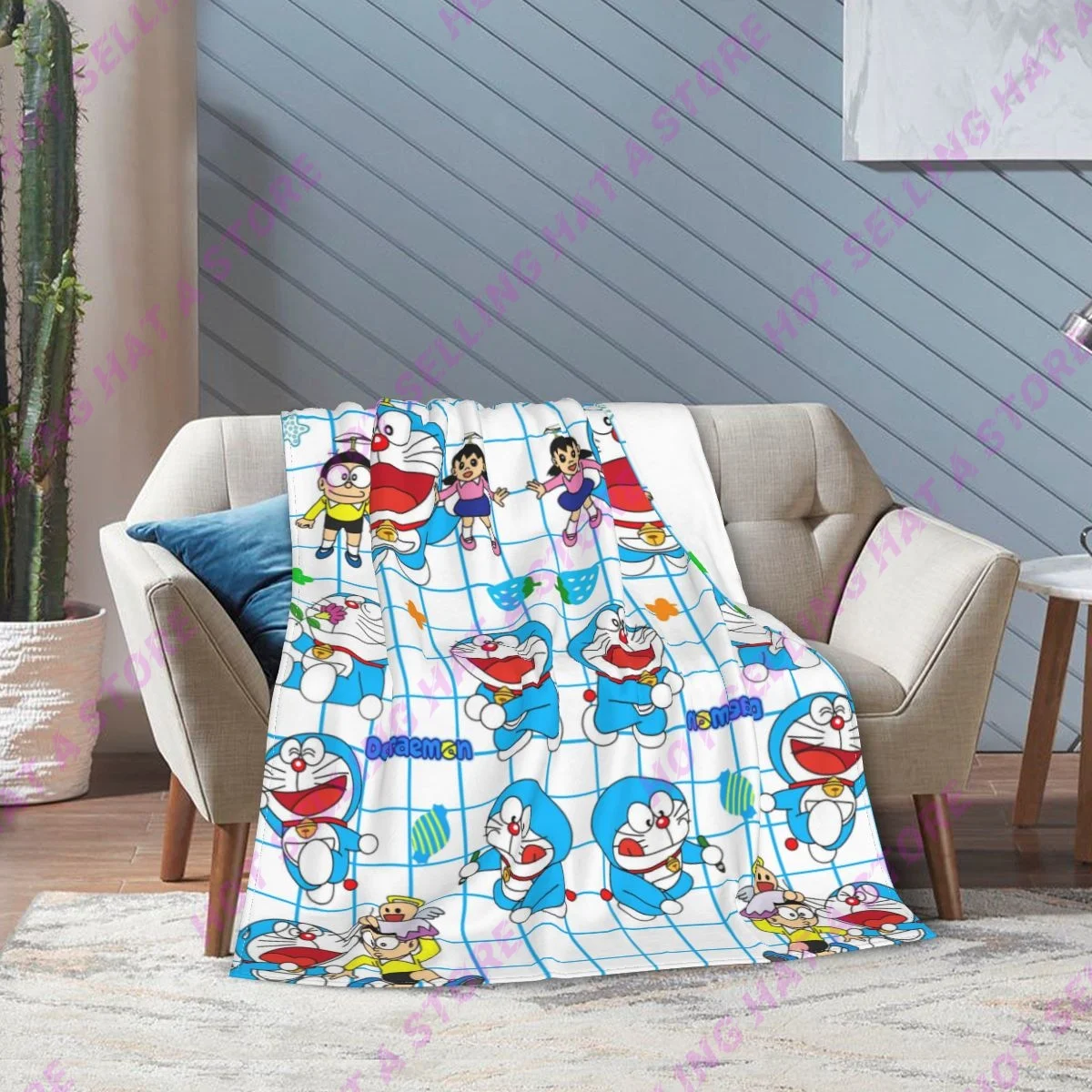 

Anime Doraemons Blanket for Bedroom Star Pattern Blanket Flannel Blanket Color throw blankets for beds Throw blanket Childrens