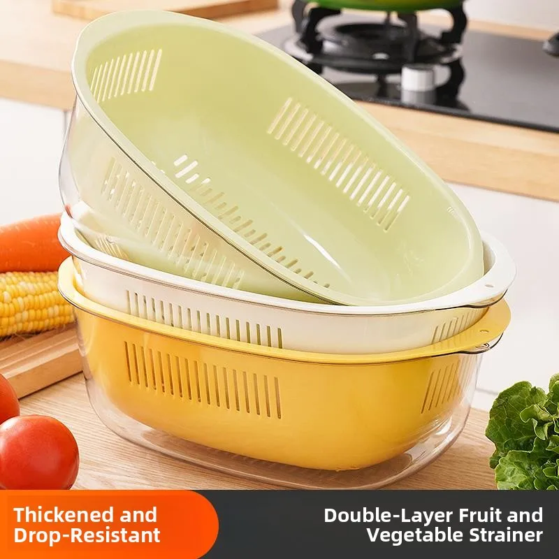 

Большая двухслойная кухонная раковина-корзина для овощей и фруктов, многофункциональная корзина для слива воды и фильтрации
