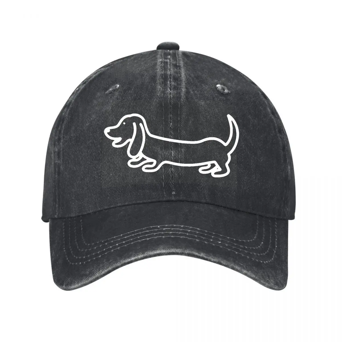 Dachshund Dog Silhouette Outline Illustration New Vintage Washed Cotton Baseball Cap Sun Hats