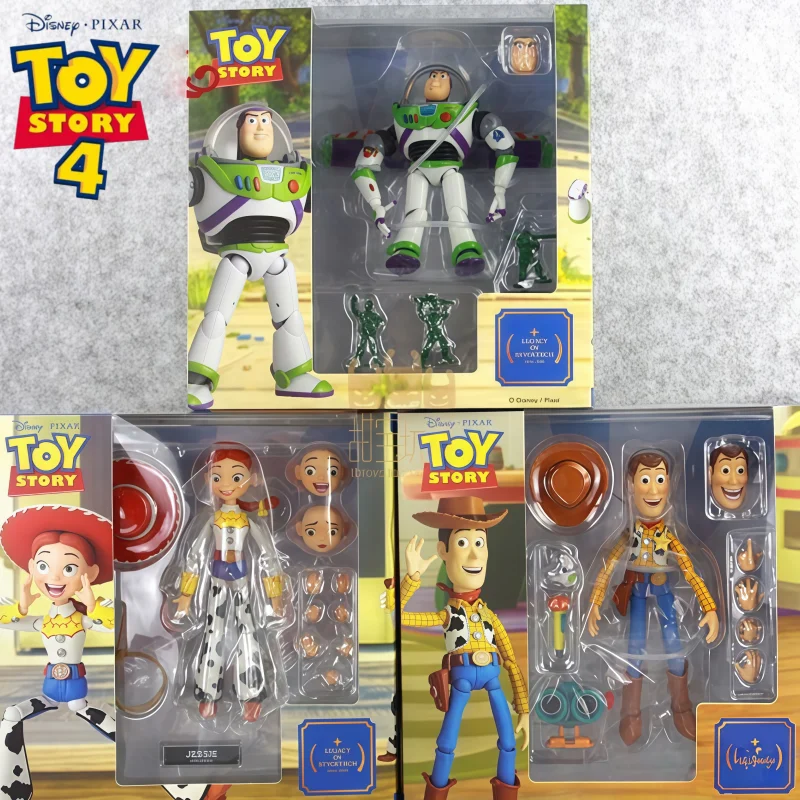 Original Disney Kaiyodo Revoltech Toy Story Buzz Lightyear Woody Jessie‌ Action Figures Anime Ornament Collection Model Toy Gift