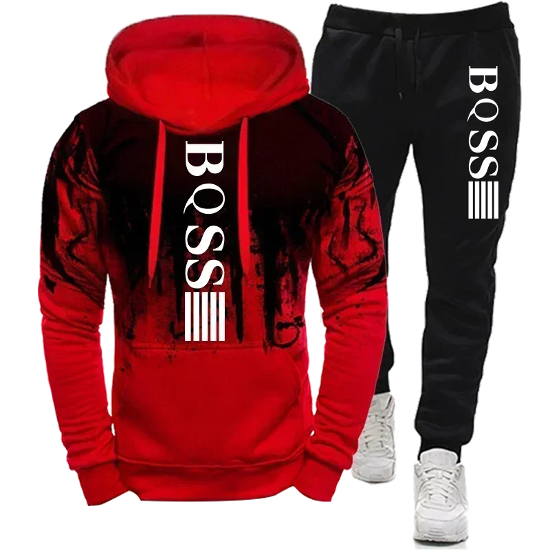 New Men's Sets Autumn Bicycle pullover Hoodie and Pants 2 Pieces Casual Tracksuit Male Brand Running Jogging Sportswear Suit image 4