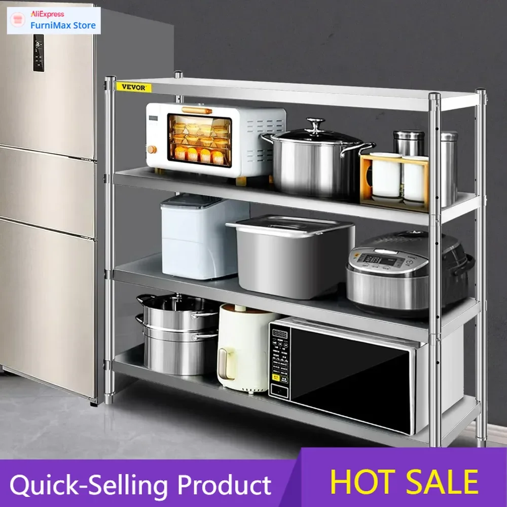

Limited-time promotionStainless Steel 4-Tier Heavy Duty Storage Rack, 70.9 x 17.7 x 59.1 for Home and Office