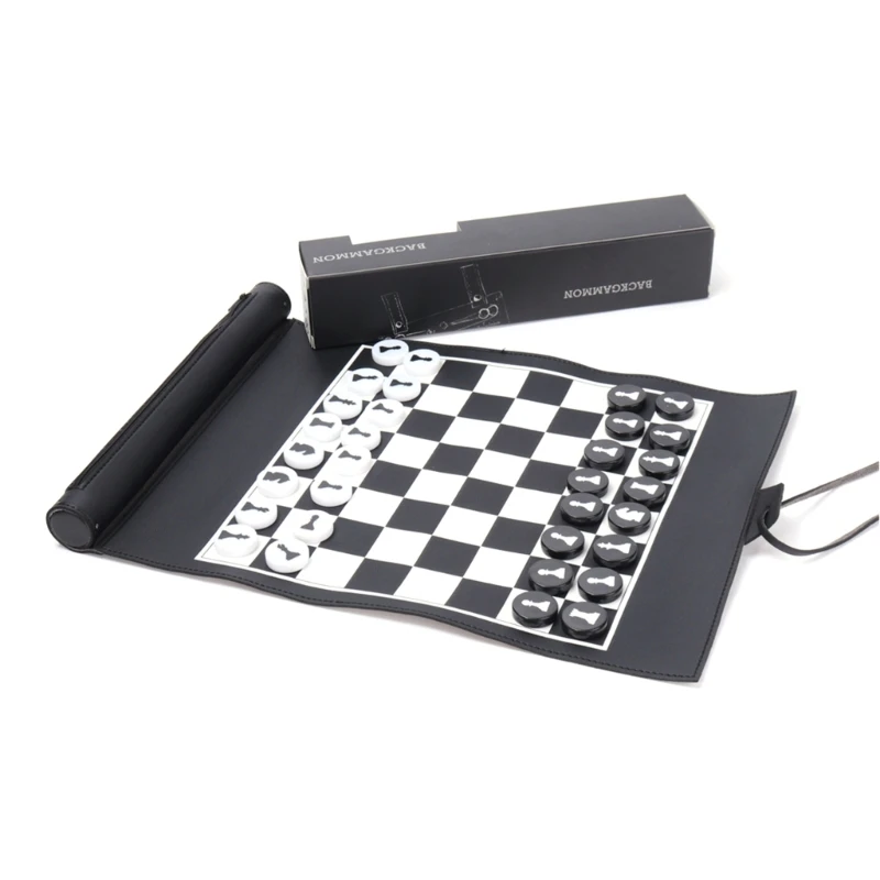 

Rolling Chessboard With Acrylic Pieces Portable Chess Game Set for Adults & Kid X5QF