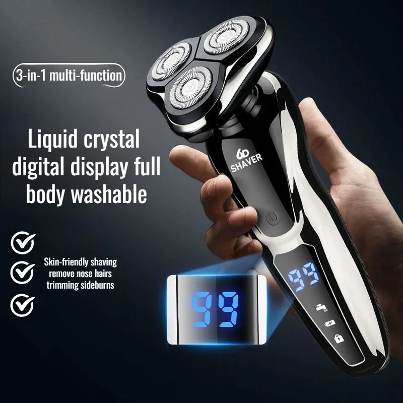 Full Body Washable Electric Shaver Lcd Digital Display Razor Shaver Full Body Washable Electric Hair Trimmer Nose Hair Remover