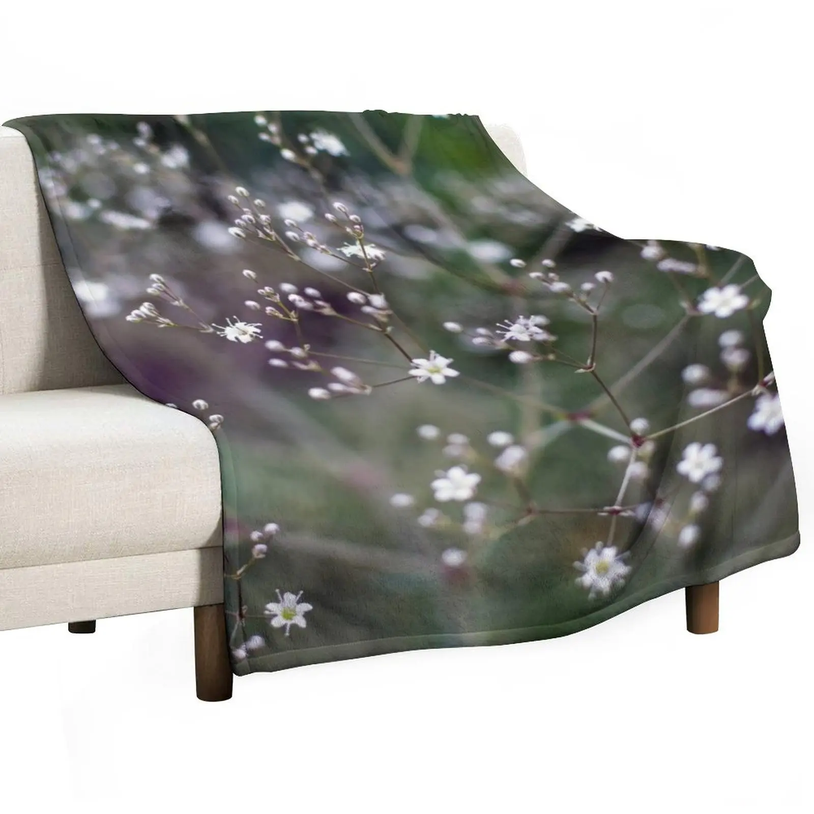 

White Baby's Breath (Gypsophila paniculata) flowers Throw Blanket sofa bed Soft Beds Hairys Plush Blankets