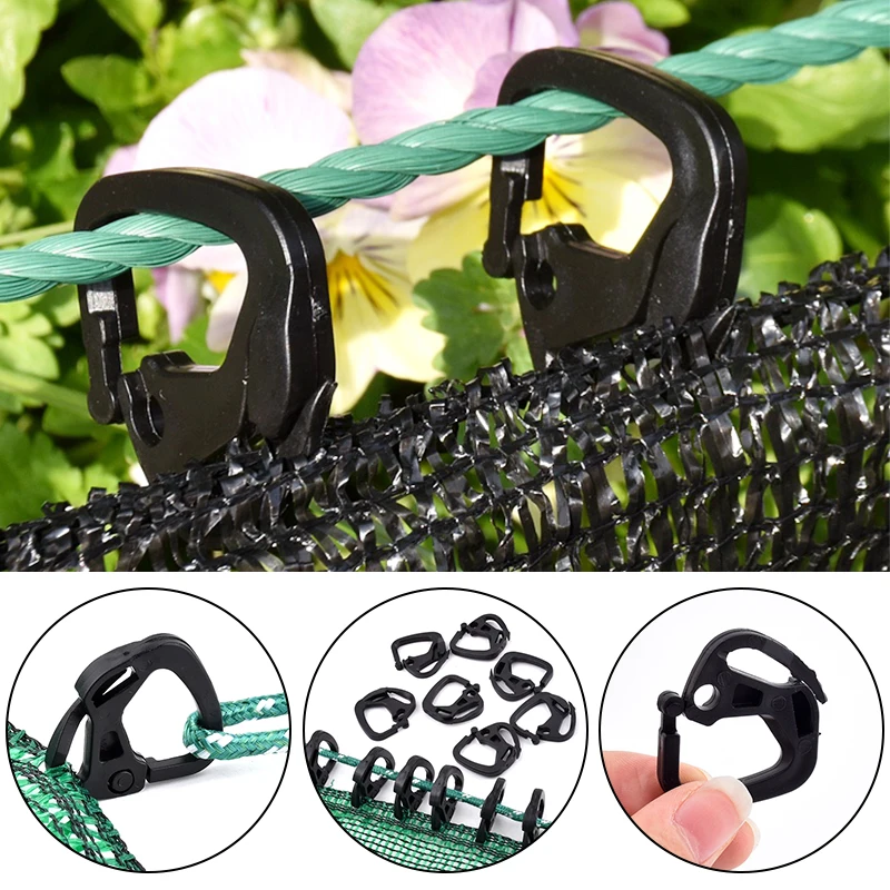 Black Sunshade Net Hook Sun Shade Cloth Plastic Clips, Garden Greenhouse Film Tool Fence Installation Fixed Hook Grommet Clamp