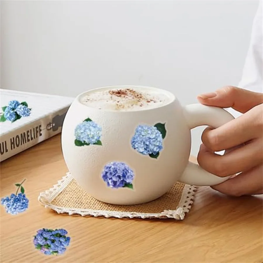 Hydrangea Stickers 50Pcs Realistic Transparent Hydrangea PET Stickers Waterproof for Laptop Stationery Luggage Scrapbooking Wat view 6