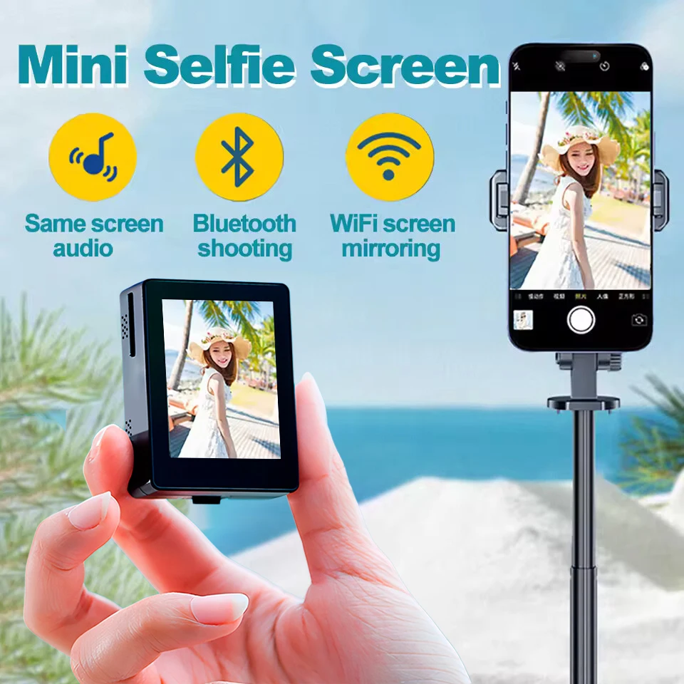 Pantalla Portátil para Selfies con Smartphone 2026, Monitor Inalámbrico para Cámara Trasera de Teléfono, para Vlogs y Transmisiones en Vivo, Compatible con iPhone y Android