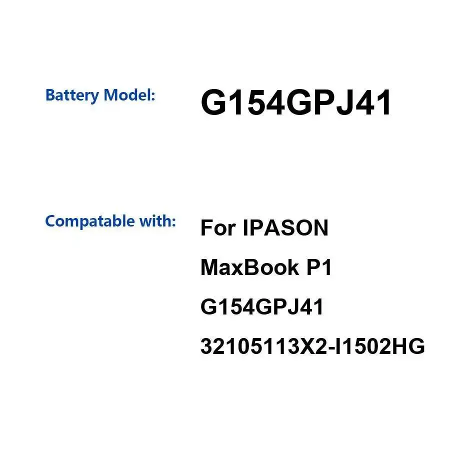 

5000mAh For Ipason Maxbook P1 G154GPJ41 32105113X2-I1502HG Laptop Battery High Compatibility Durable