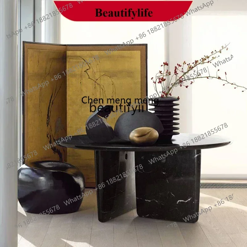 

Nordic marble dining table, French light luxury simple modern small household round dining table