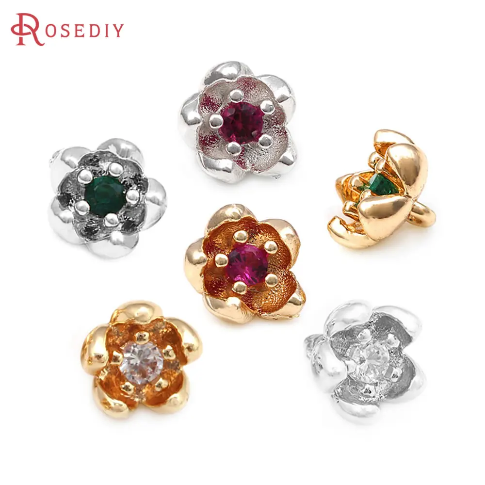 18K Gold Color Brass Zircon 3D Flower Charms Pendants High Quality Necklace Earrings Diy Accessories Rosediy Official Website