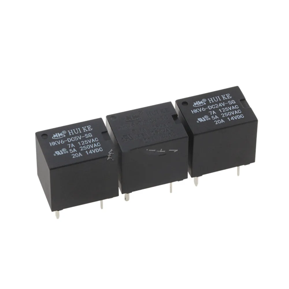 5PCS  Power Relay HKV6-DC5V 12V 24V -SG 5 Feet 20A 5V One Open And  Closed