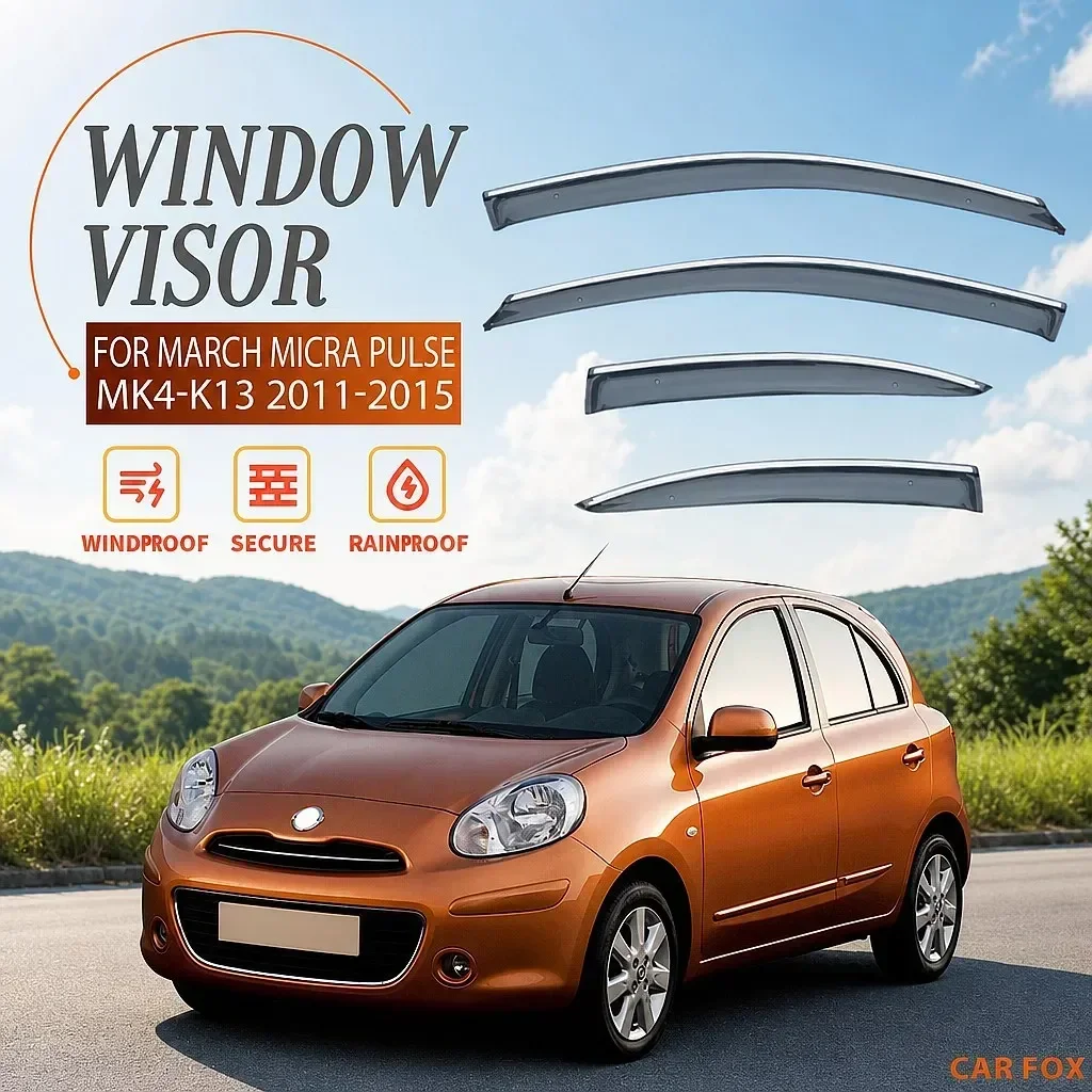 

For Nissan March Micra Pulse Car Window Visor Rain Sun Shade Side Windshield Awning Auto Accessories
