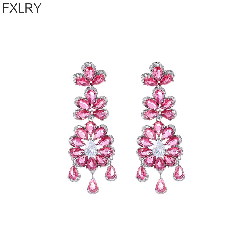 

FXLRY осенне-зимний легкий роскошный комплект с кисточками из циркона и циркона, позолоченные серьги S925 с серебряными игольчатыми листьями для женщин