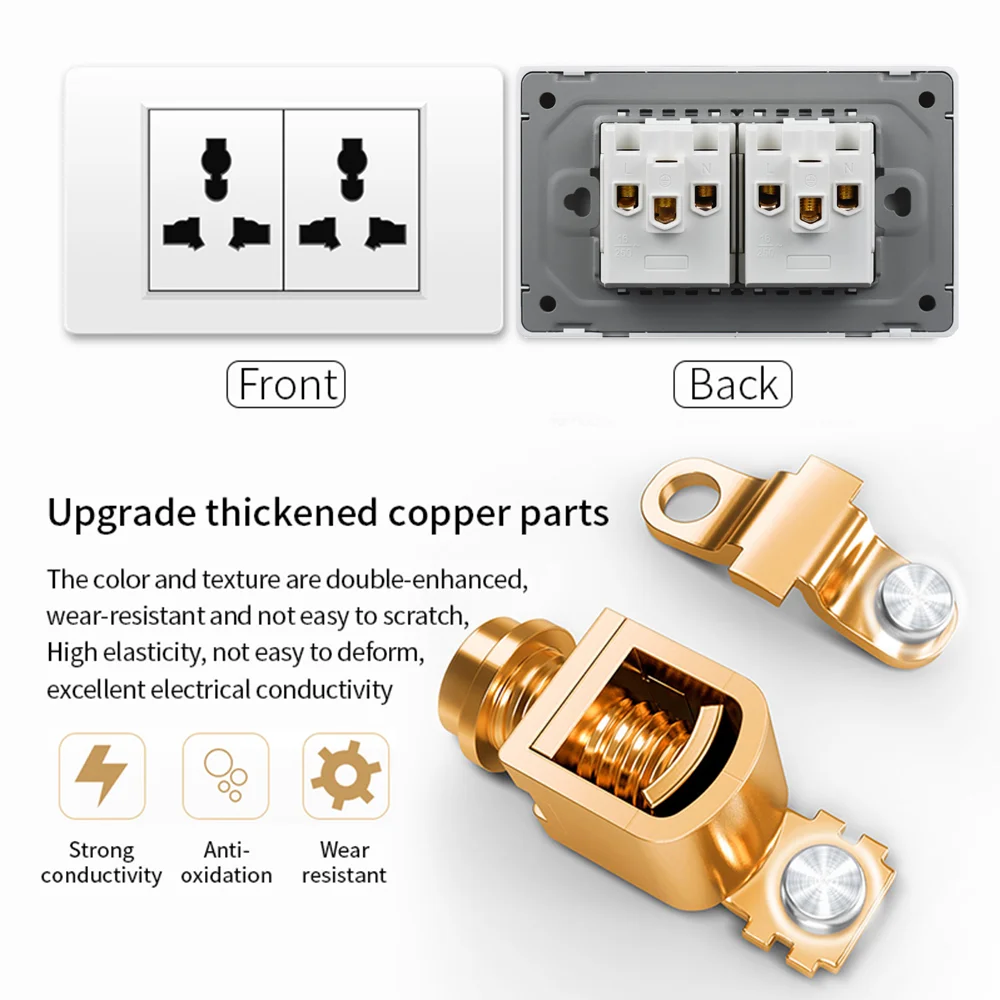 EIOMR 2 Holes American Standard Socket 118*72mm 1/2/3 Gang Wall Electrical Outlets 15A 110V-250V Wall Light Switch Decor Outlets