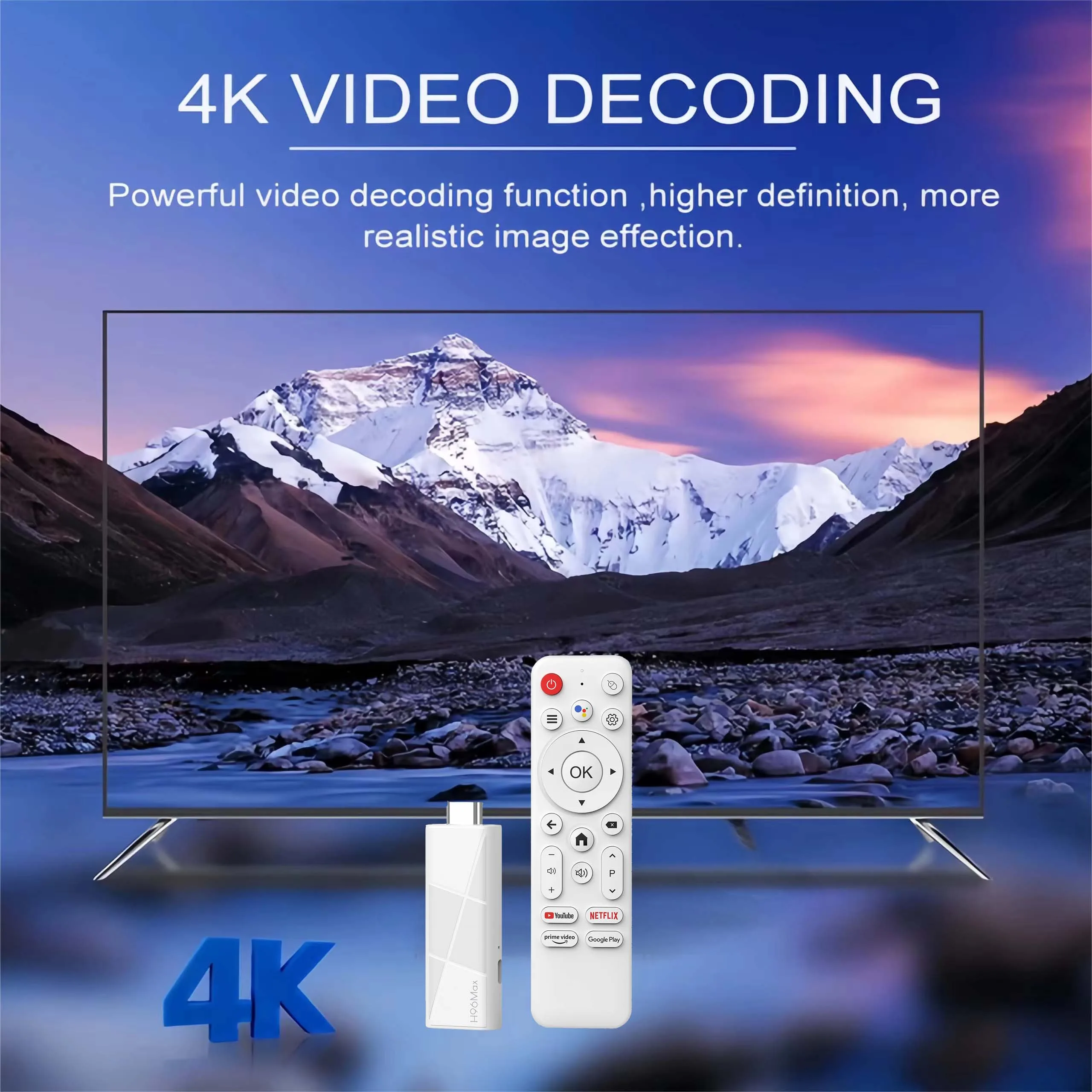 Android TV Stick H96MAX Telecomando vocale Android14 RK3518 4K 3D HDR BT5.4 Video Wifi6 Netflix YouTube Streaming rapido TV Stick