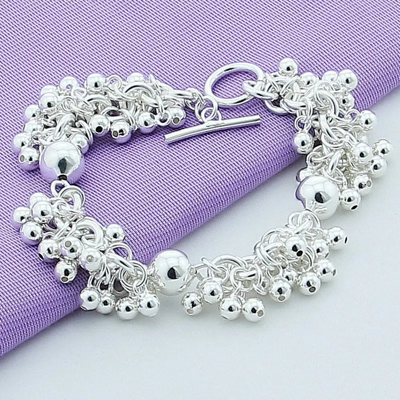 Armband aus 925er-Sterlingsilber mit Traubenperlen für Damen, schlichtes modisches Armband, Geburtstagsfeier, Jahrestag, Hochzeit, Schmuck, Geschenk