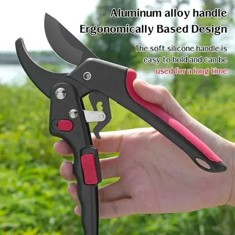 BIESUO Sk5 Steel Pulley Garden Pruning Shears Labor-Saving Ratchet Scissors Gardening Plant Scissor Branch Pruner Trimmer Tools